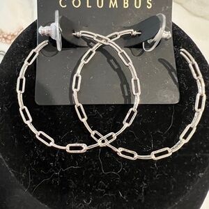 New Columbus silver tone hoop earrings